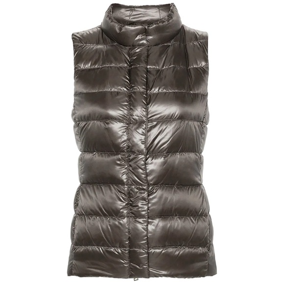 HERNO Giulia Goose Down Puffer Gilet Vest in charcoal - Picture 2 of 12